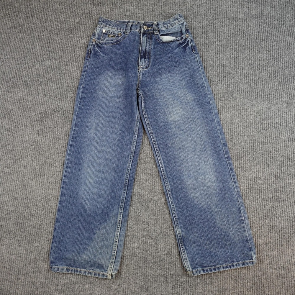 FUBU Jeans Boys 14 Medium Wash Blue Mid Rise Relaxed Straight Distressed
